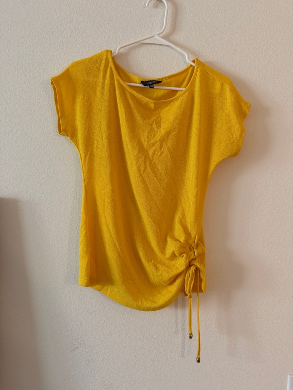 Summer Bright Yellow Short-Sleeve Side-Tie shirt